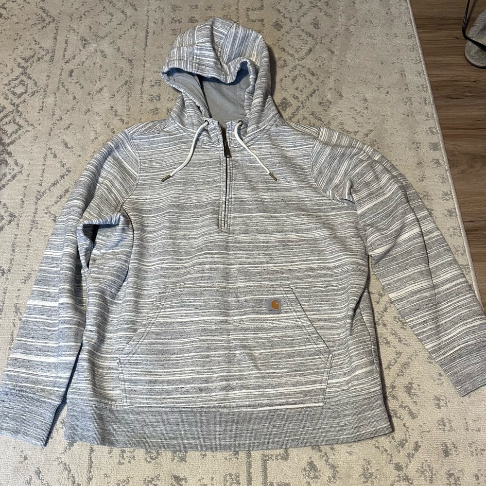Carhartt women’s heather grey quarter zip hoodie sweatshirt size XL